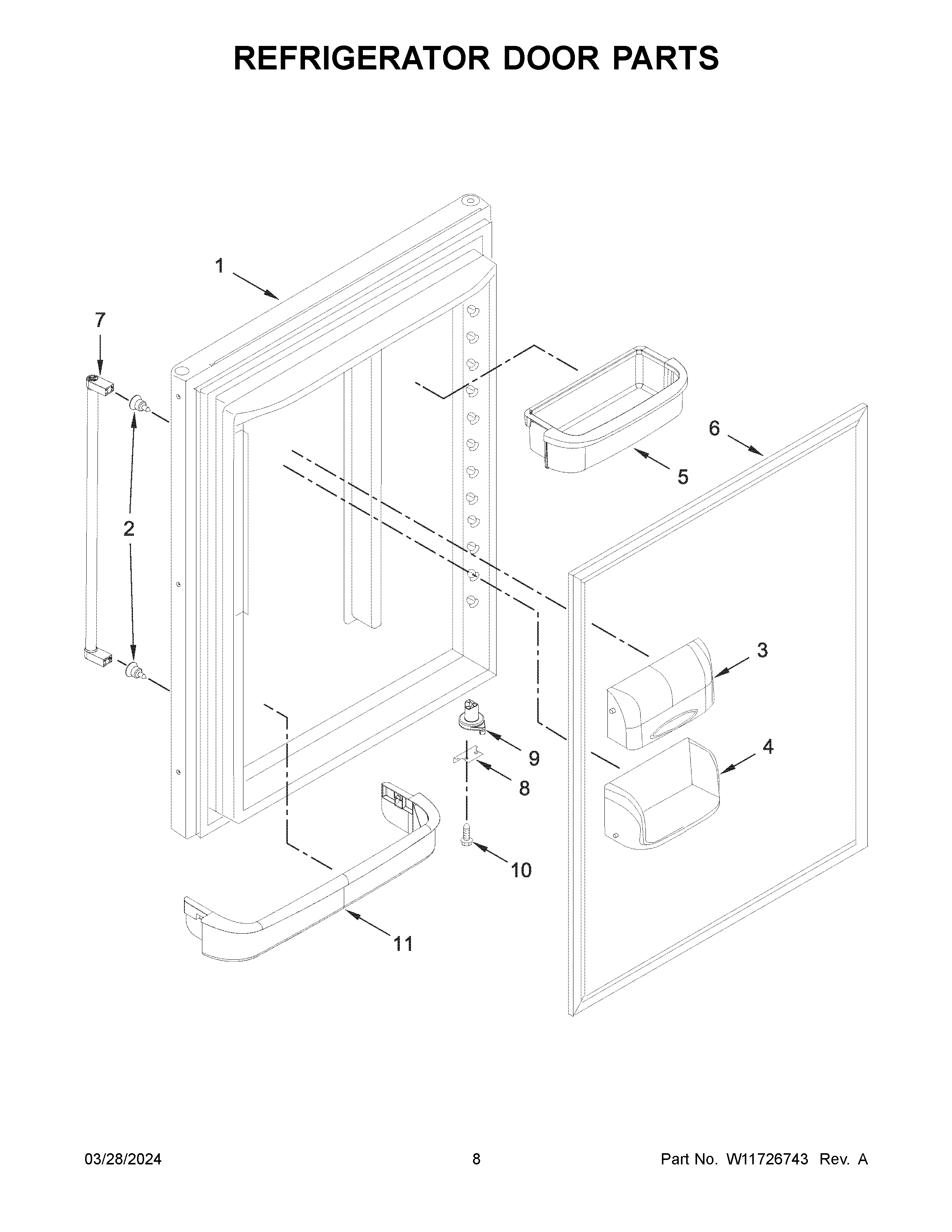 Refrigerator door parts