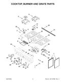 Cooktop, burner and grate parts