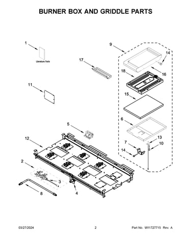 Burner box and griddle parts