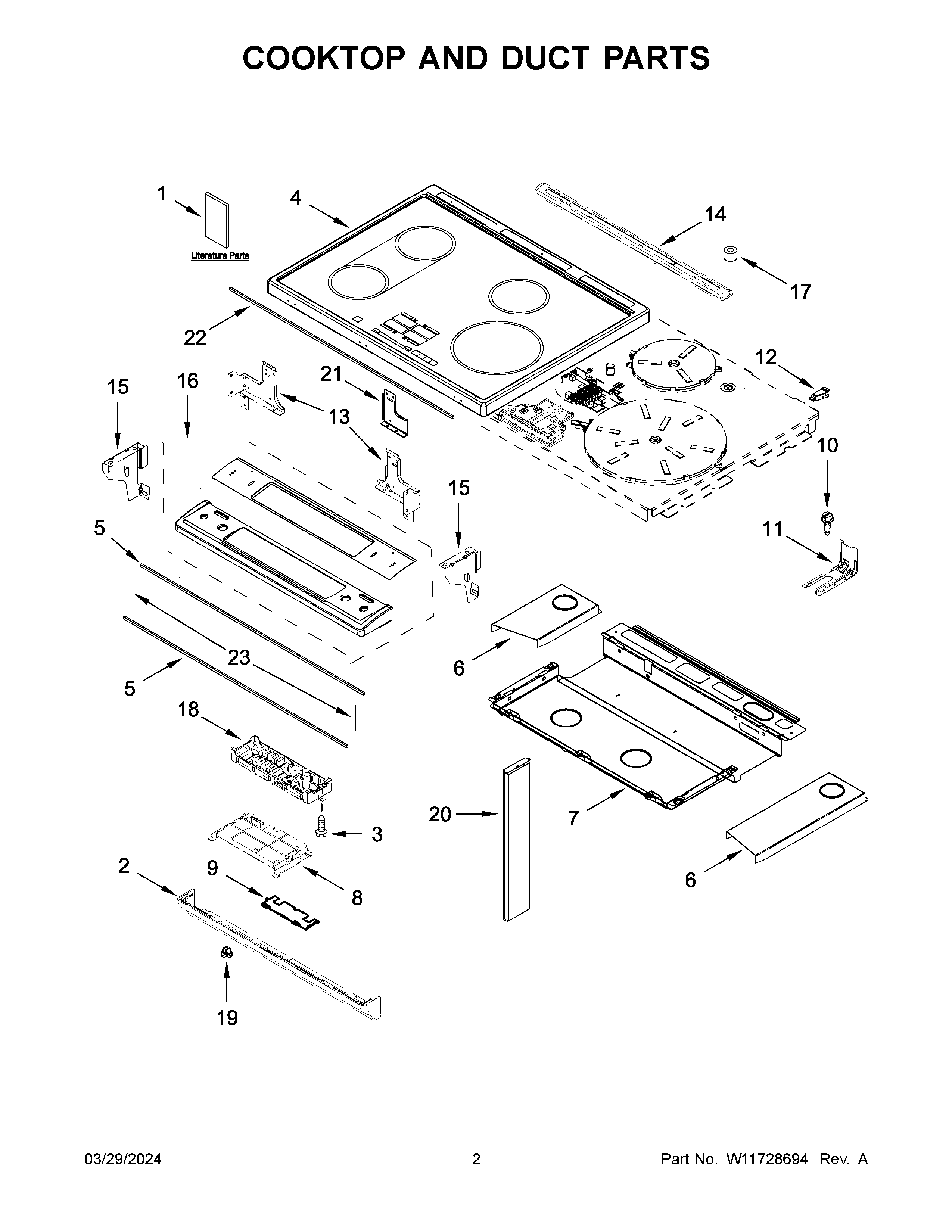 Cooktop and duct parts