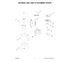 KitchenAid KFP1320PA0 housing unit and attachment parts diagram