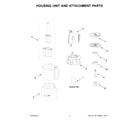 KitchenAid 5KFP1318EWH0 housing unit and attachment parts diagram