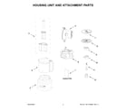 KitchenAid 5KFP1318BWH0 housing unit and attachment parts diagram