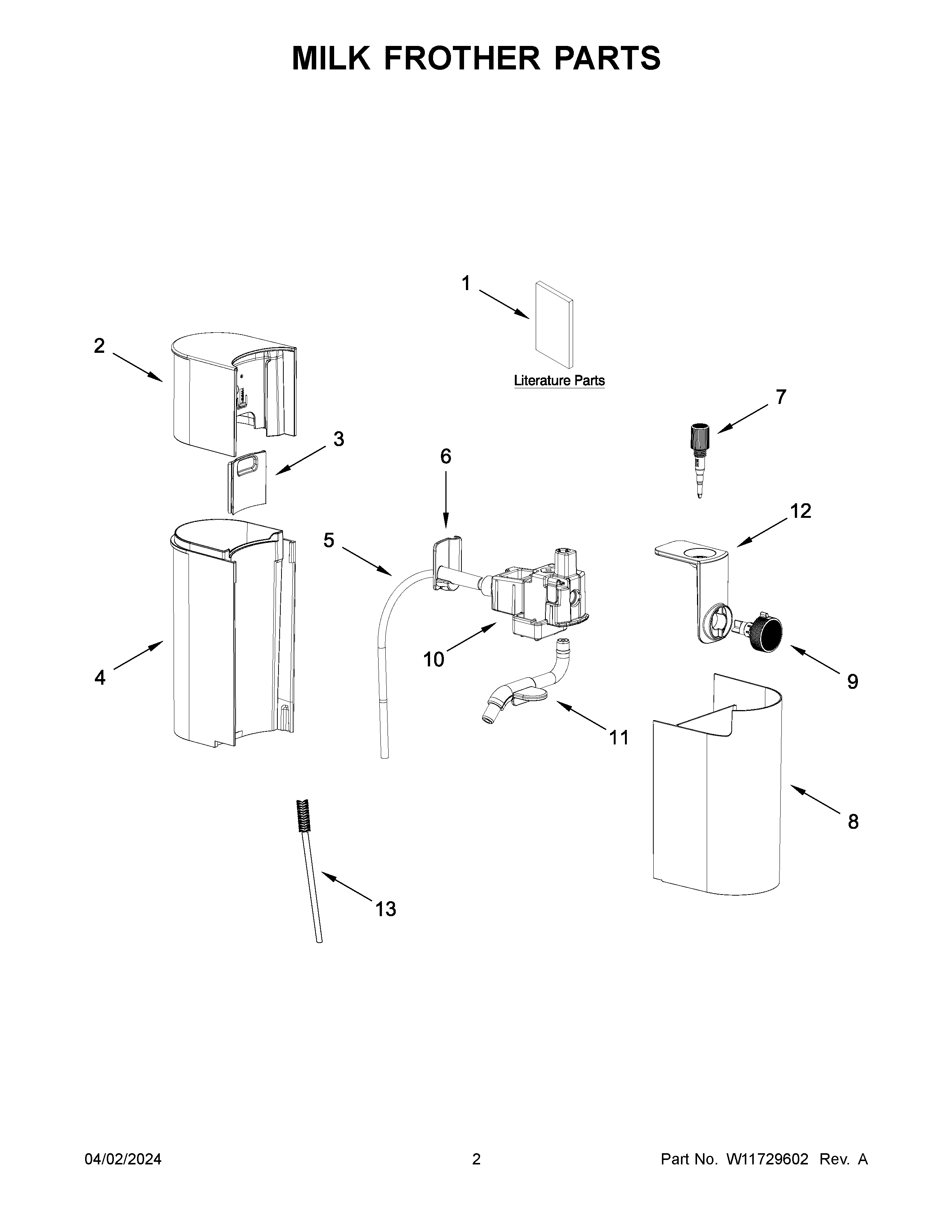 Milk frother parts