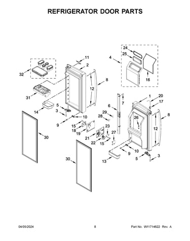 Refrigerator door parts