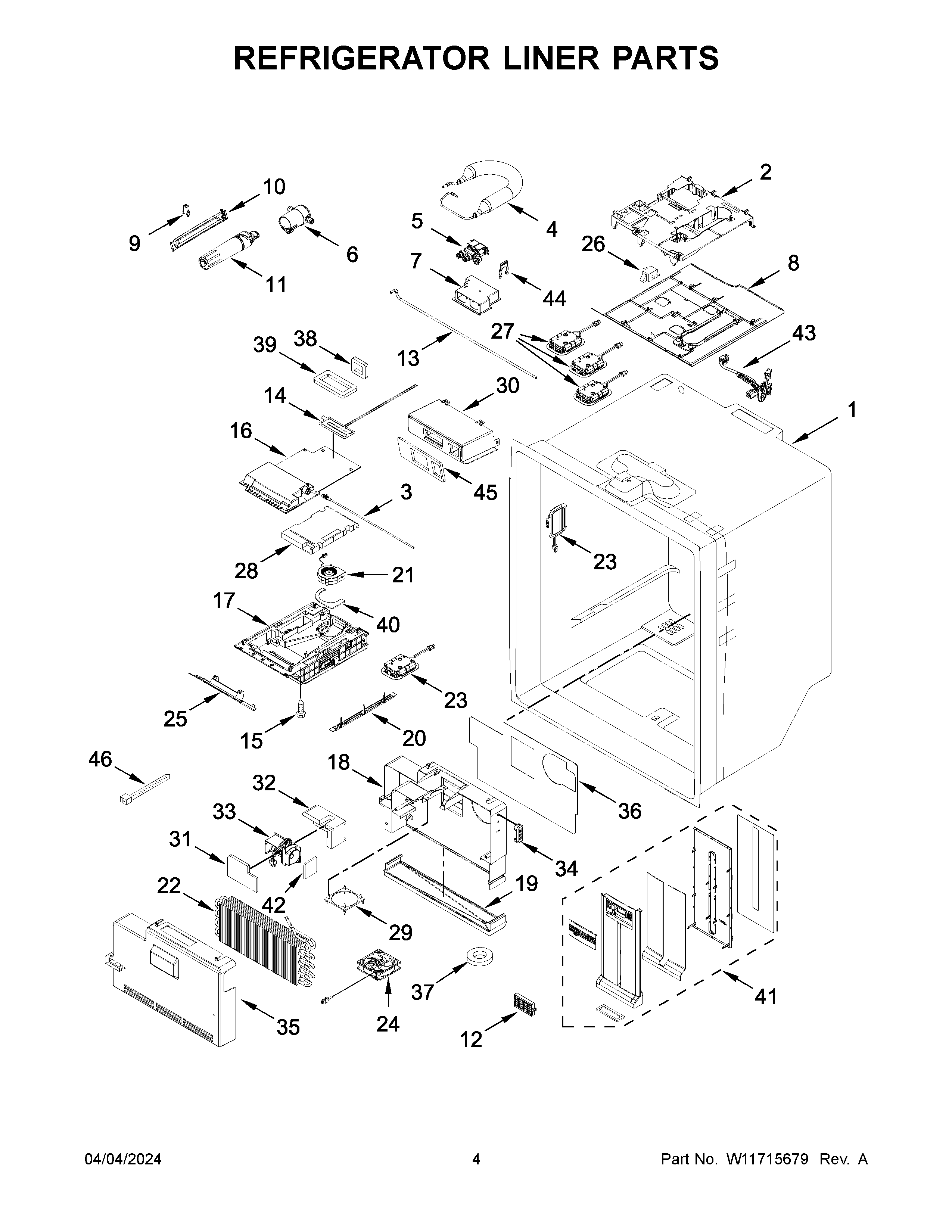 Refrigerator liner parts