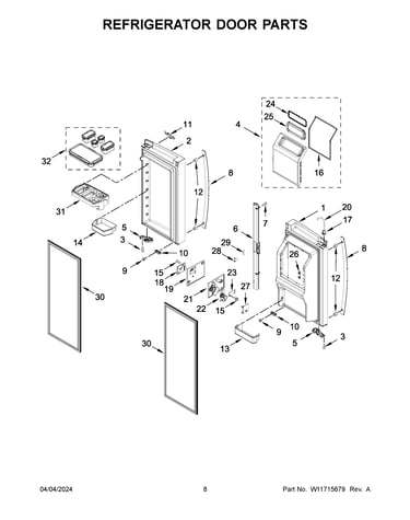 Refrigerator door parts