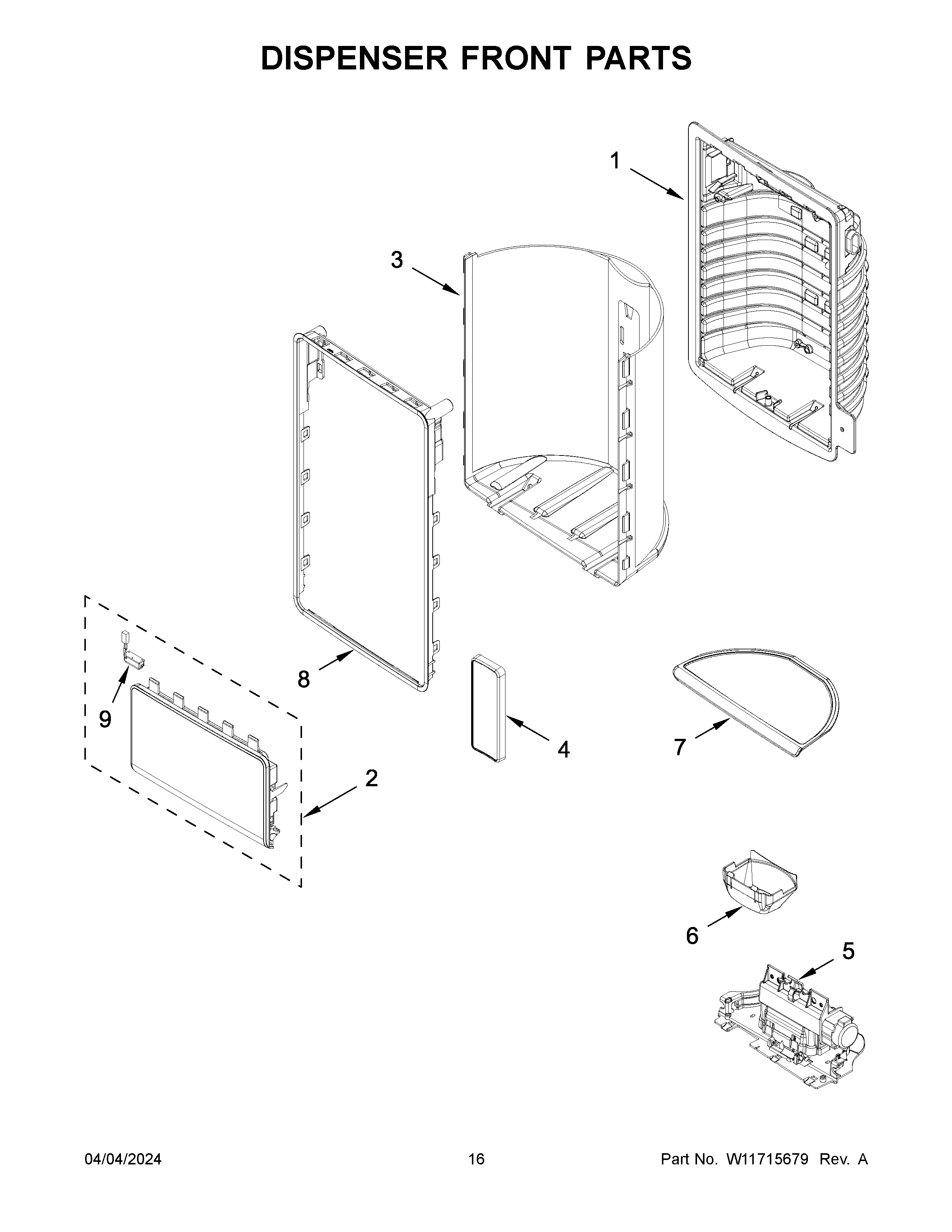 Dispenser front parts