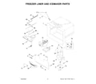 Whirlpool WRFF5333PB01 freezer liner and icemaker parts diagram