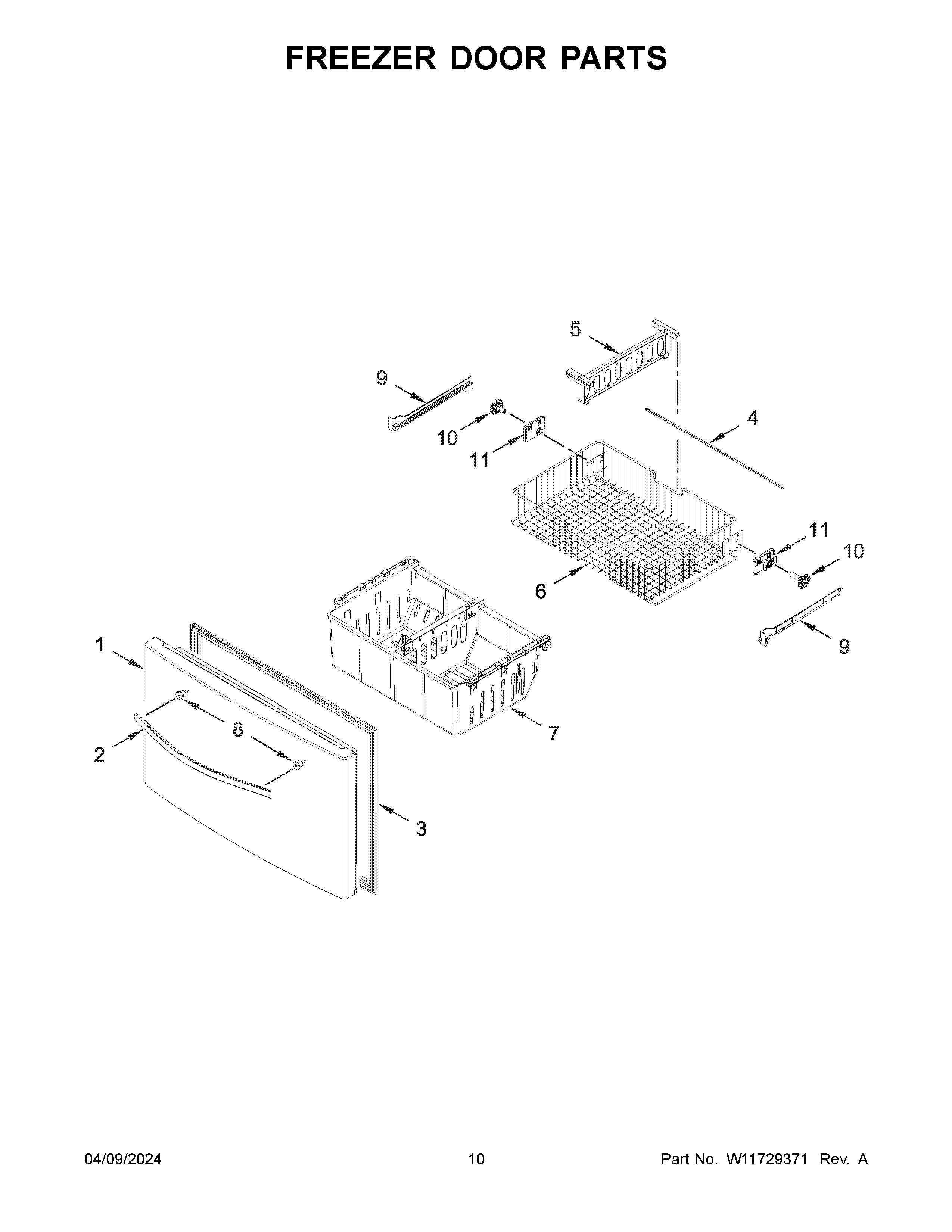 Freezer door parts