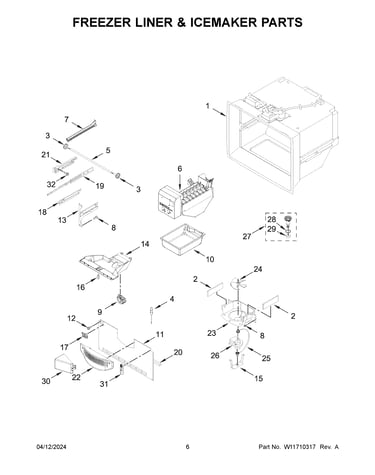 Freezer liner & icemaker parts