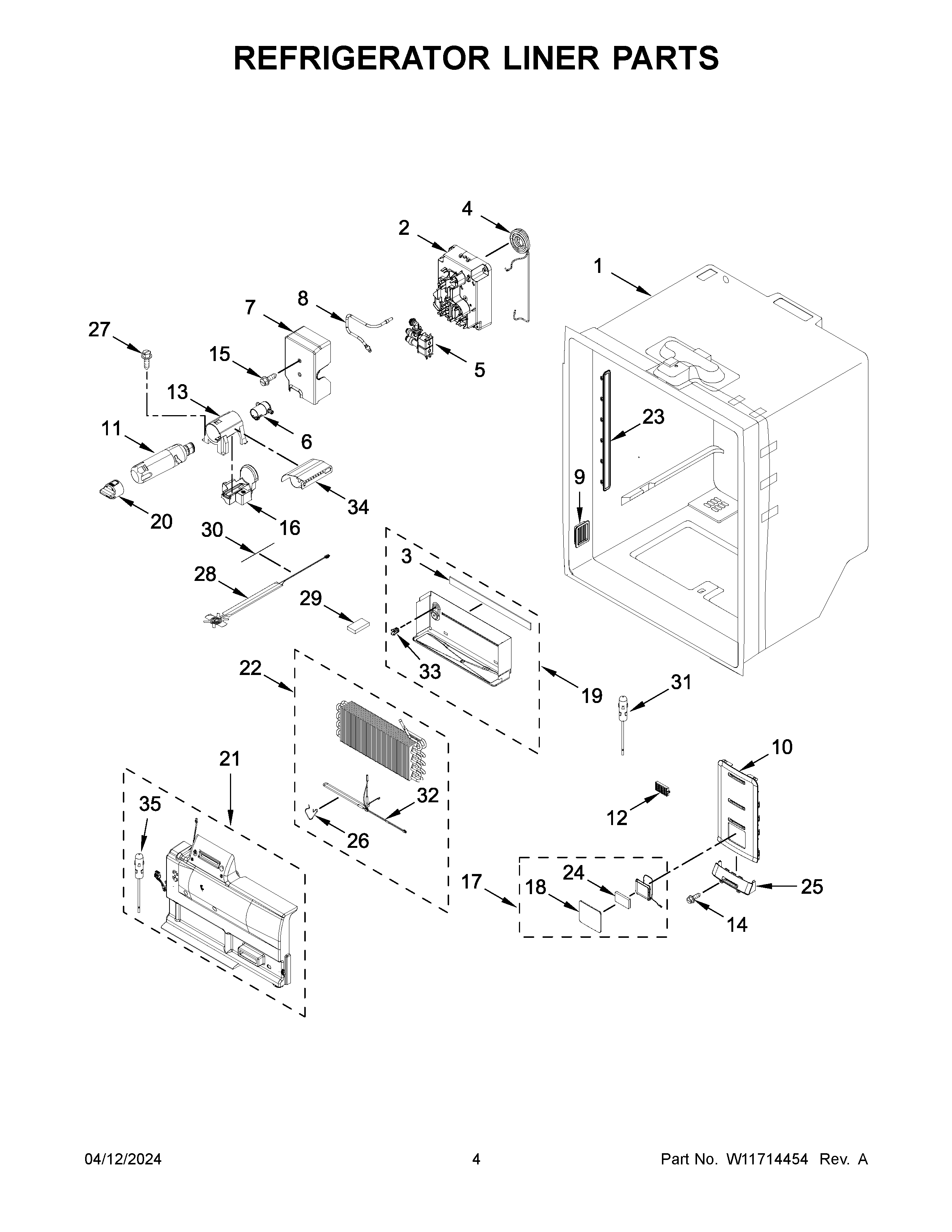 REFRIGERATOR LINER PARTS