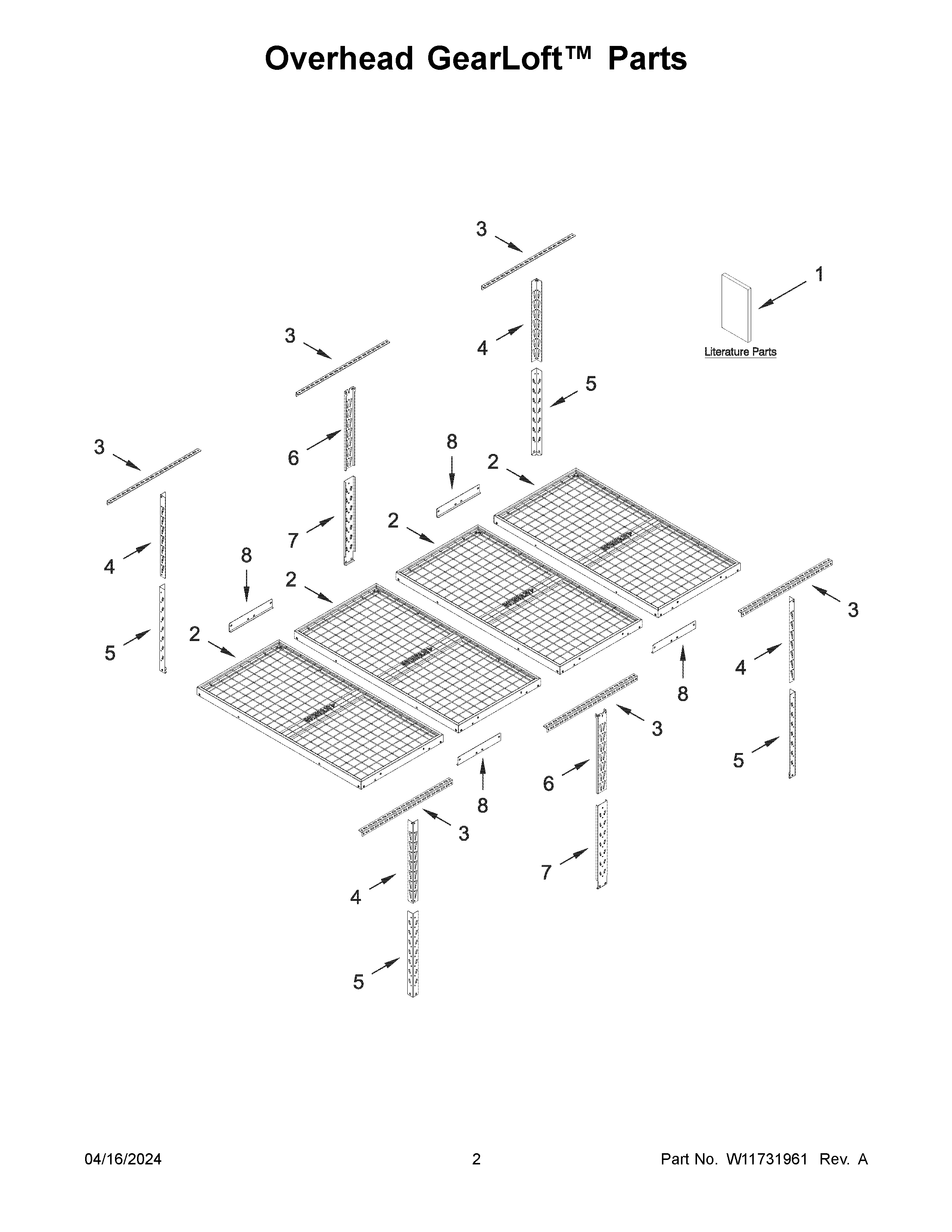 Overhead gearloft parts