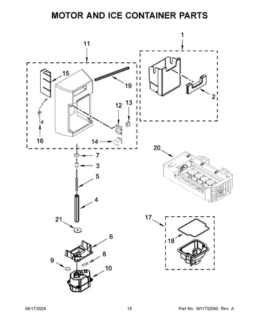Motor and ice container parts