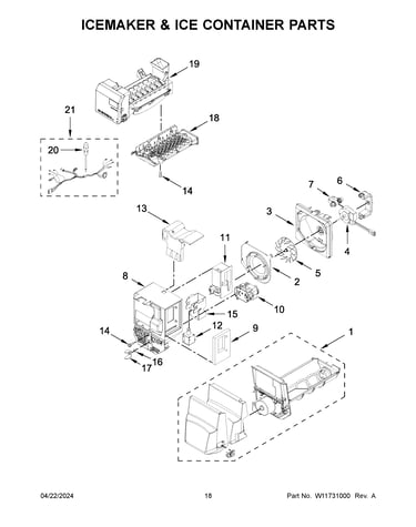 Icemaker & ice container parts