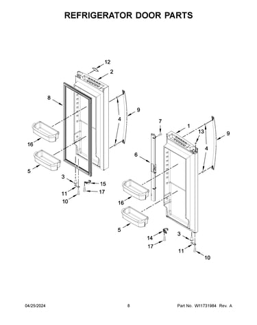 Refrigerator door parts