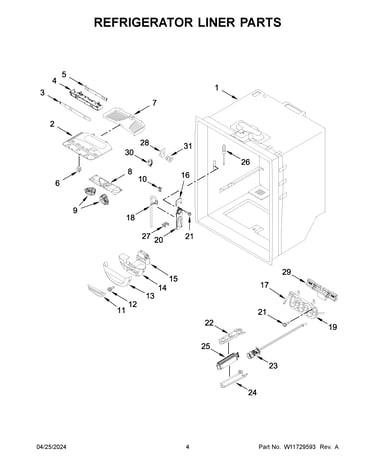 Refrigerator liner parts