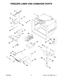 Freezer liner and icemaker parts