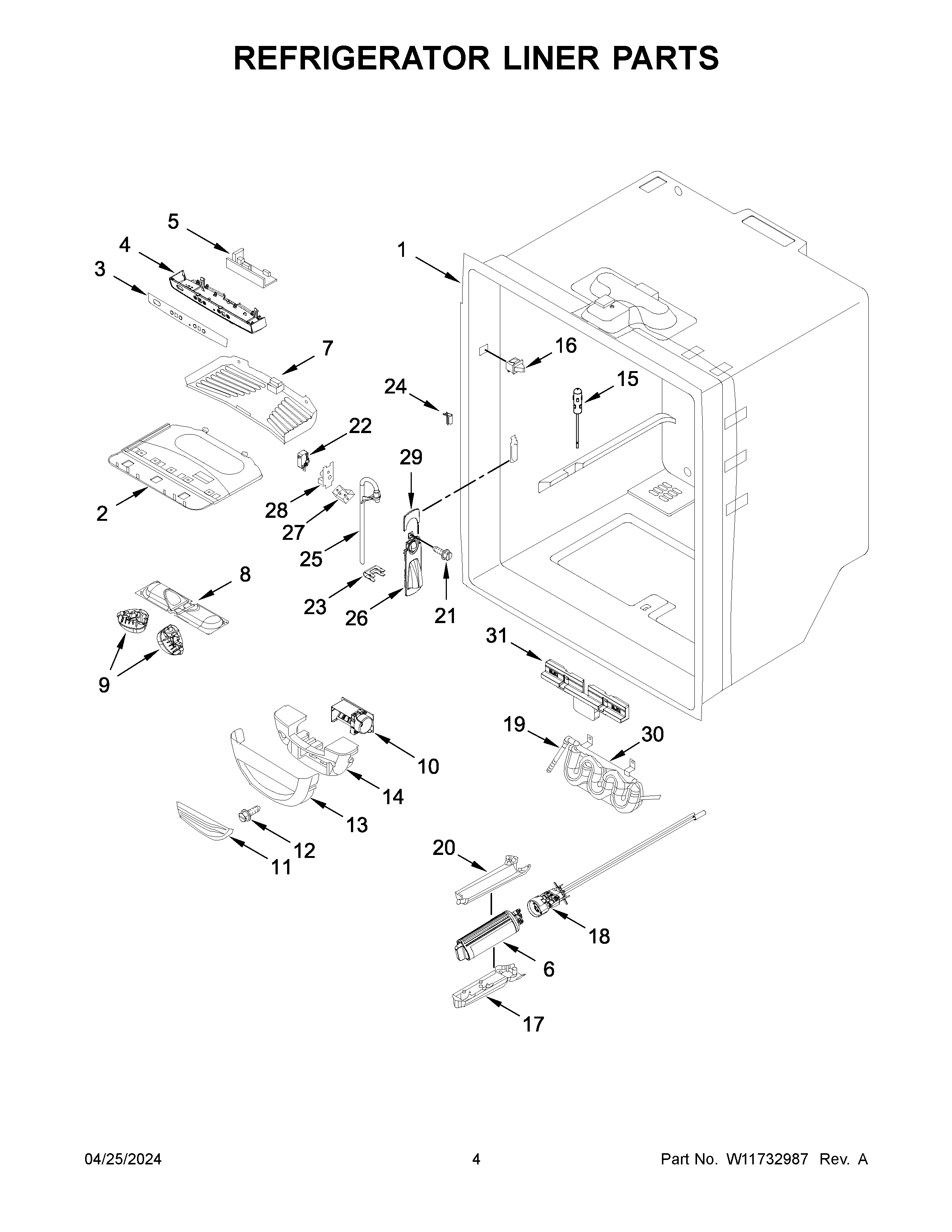 REFRIGERATOR LINER PARTS