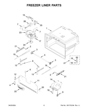 Freezer liner parts