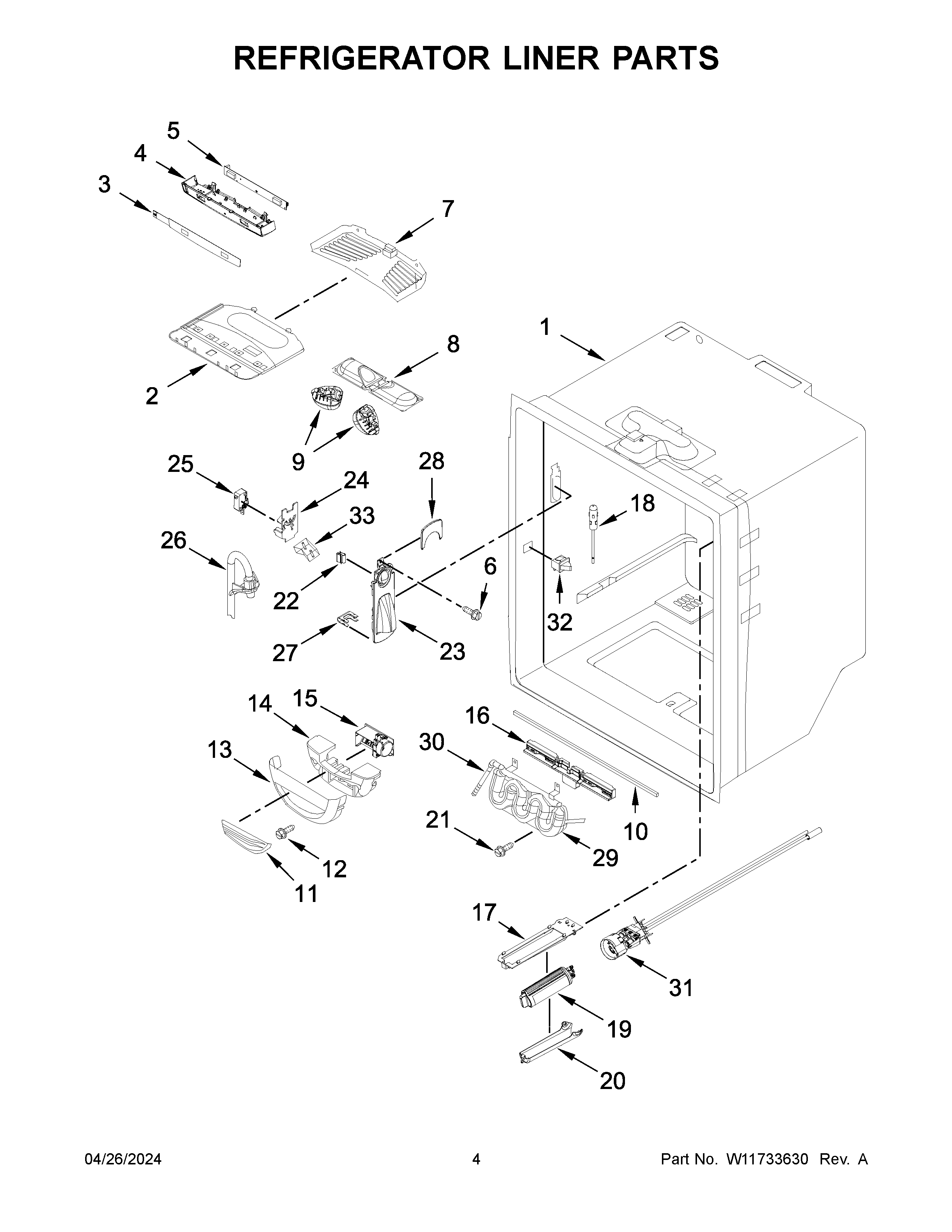 REFRIGERATOR LINER PARTS