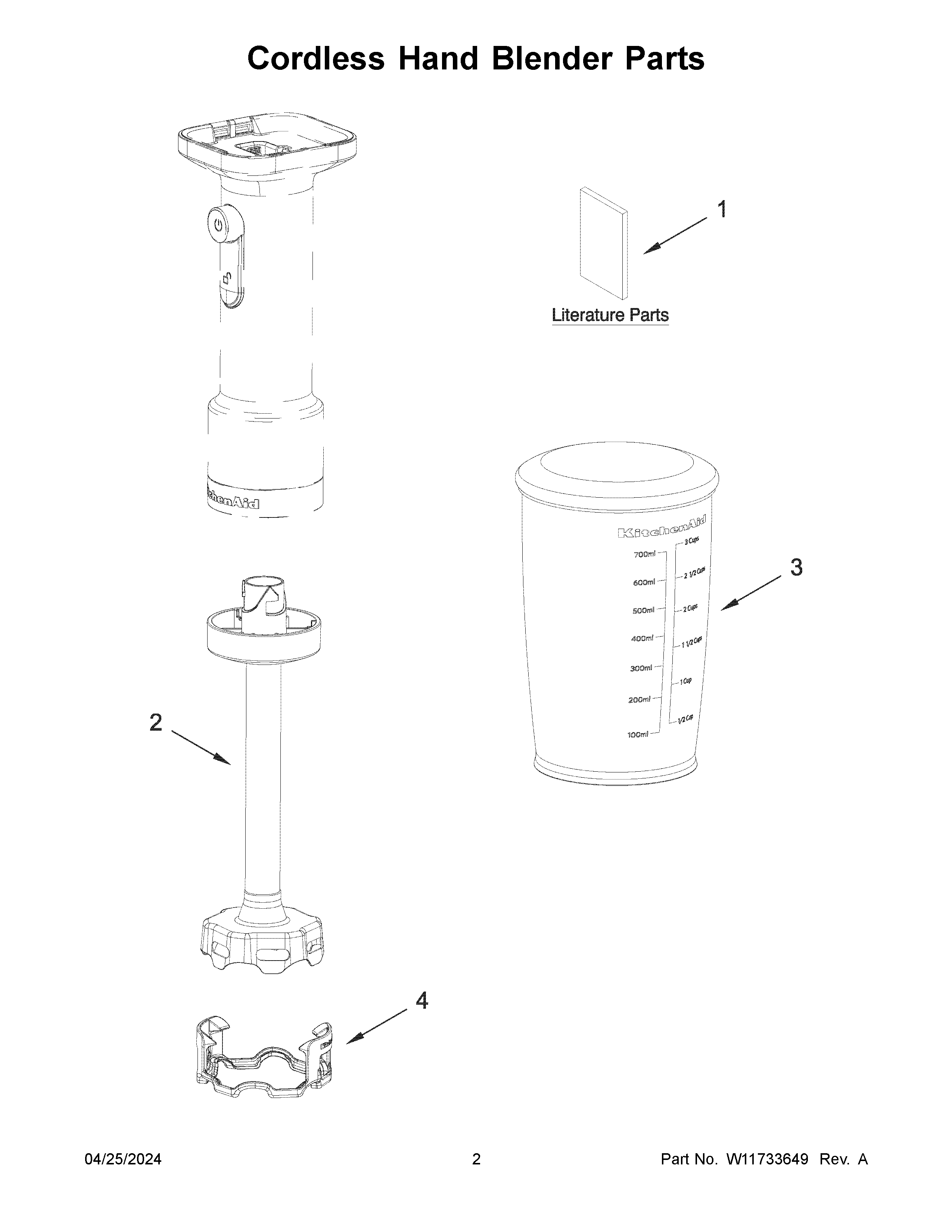 Cordless hand blender parts