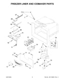 Freezer liner and icemaker parts