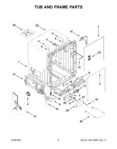 Tub and frame parts