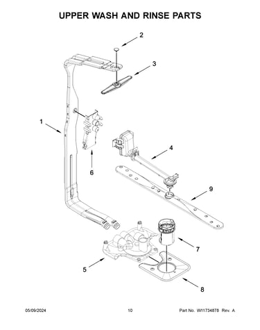 Upper wash and rinse parts