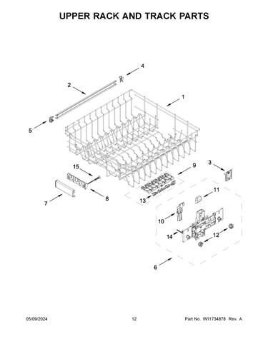 Upper rack and track parts