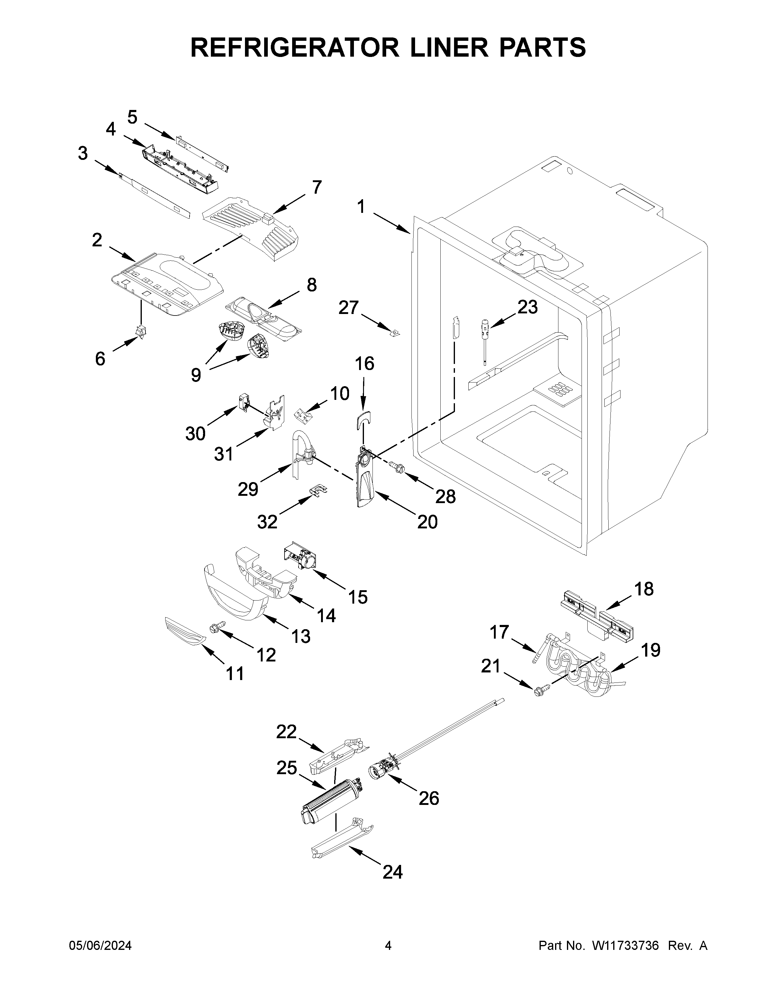 Refrigerator liner parts