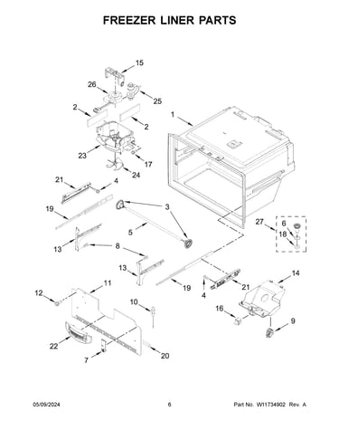 Freezer liner parts