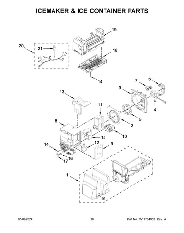 Icemaker & ice container parts
