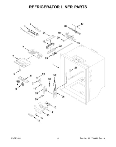 Refrigerator liner parts