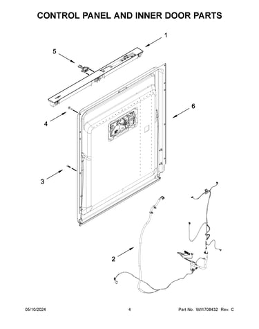 Control panel and inner door parts