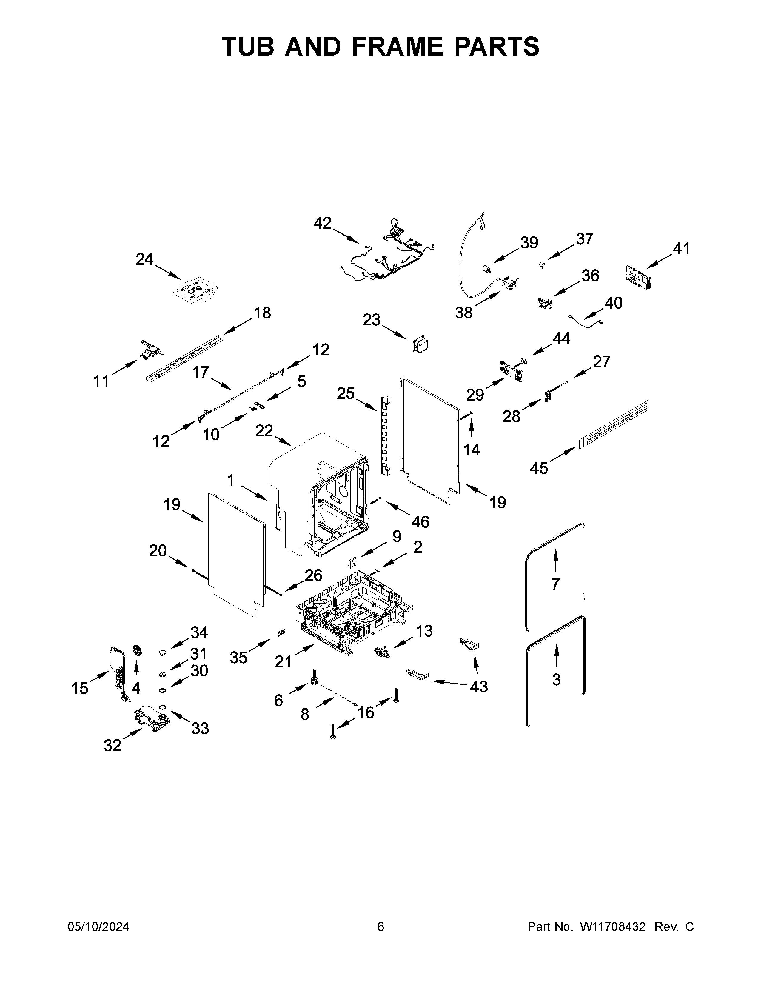 TUB AND FRAME PARTS