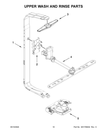 Upper wash and rinse parts