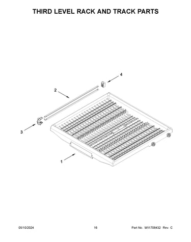 Third level rack and track parts