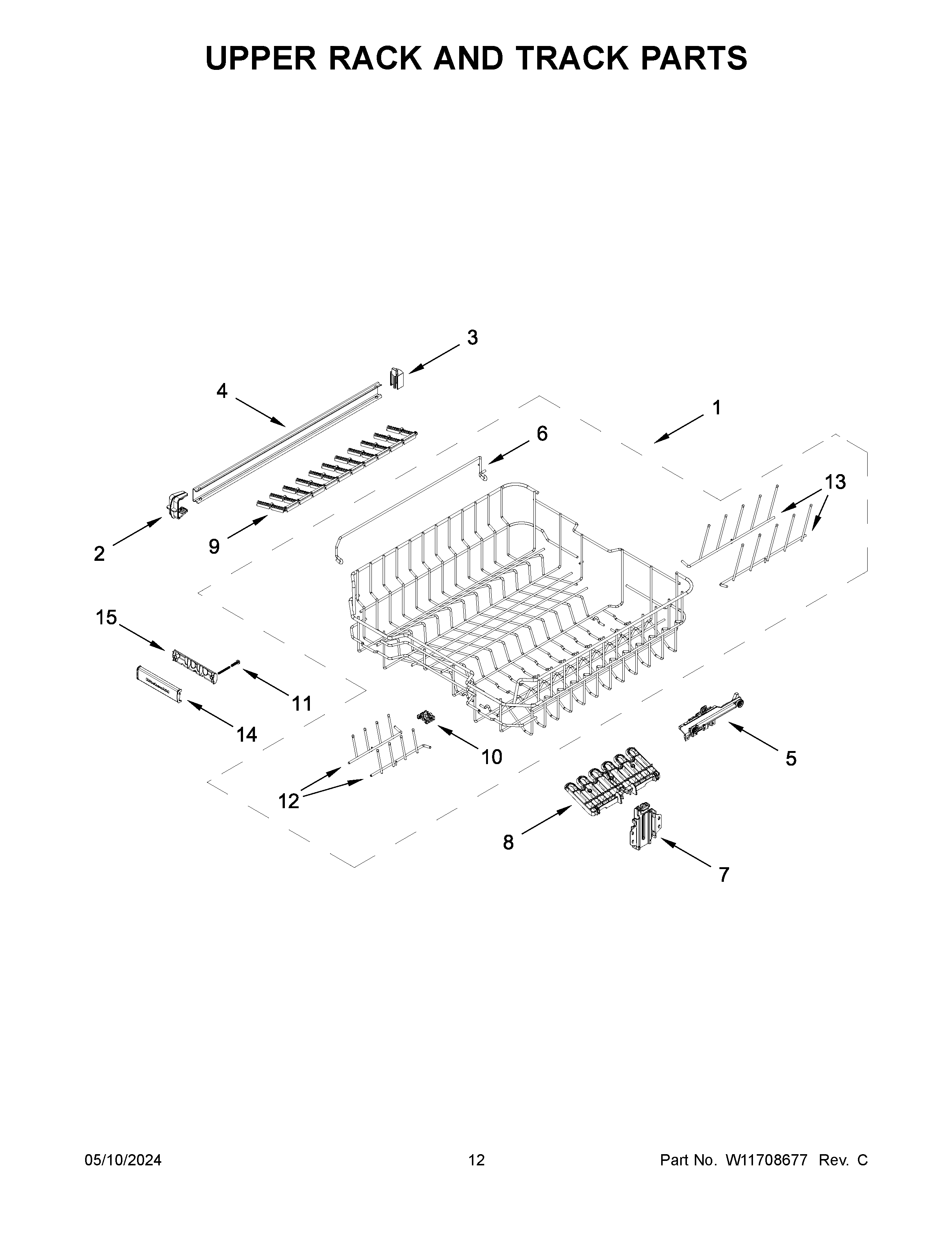 Upper rack and track parts