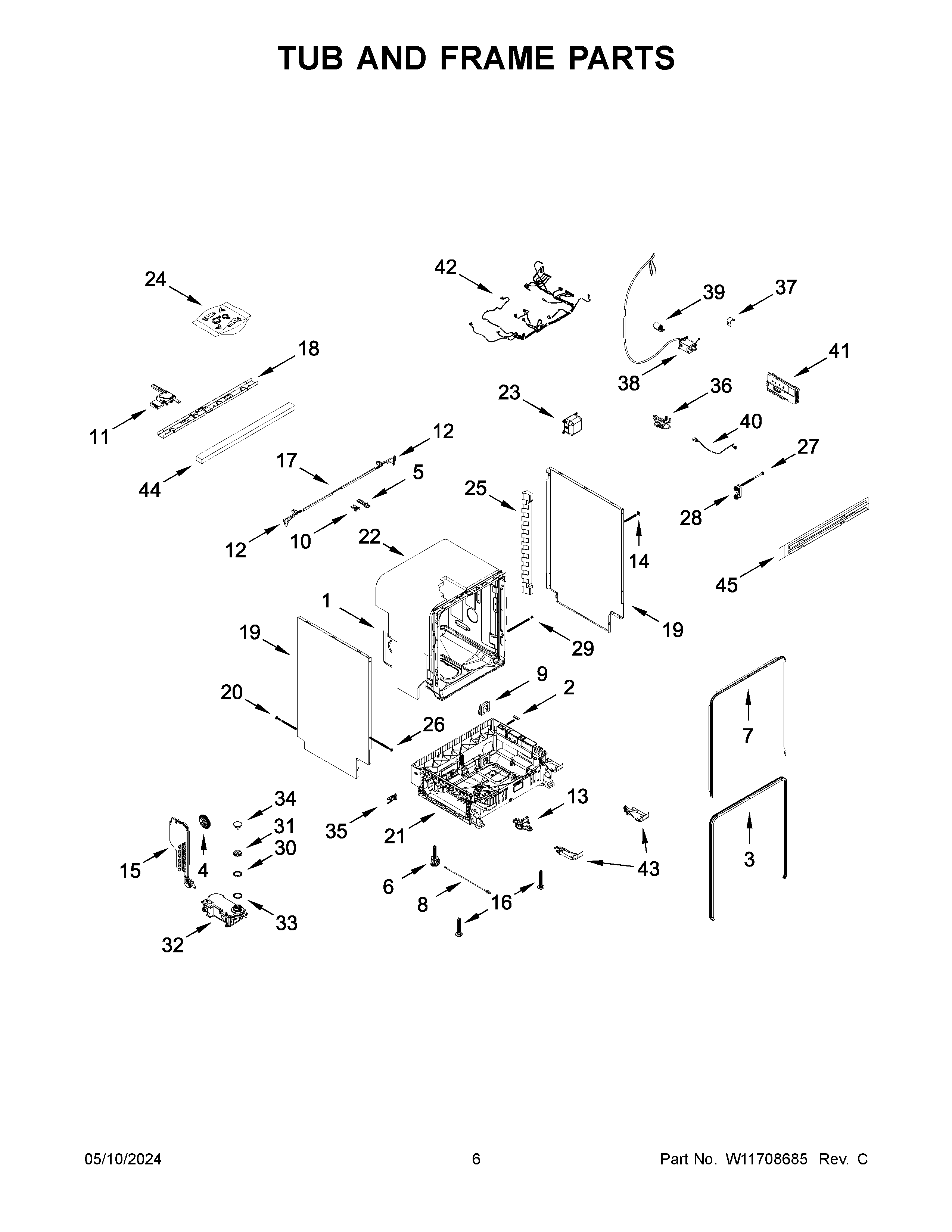 Tub and frame parts