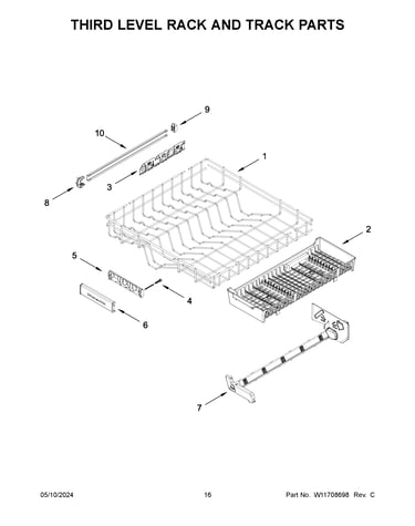 Third level rack and track parts