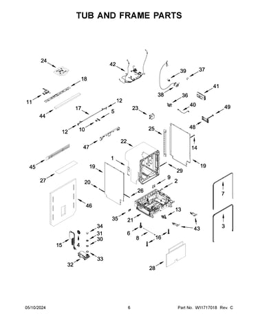 Tub and frame parts