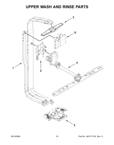 Upper wash and rinse parts