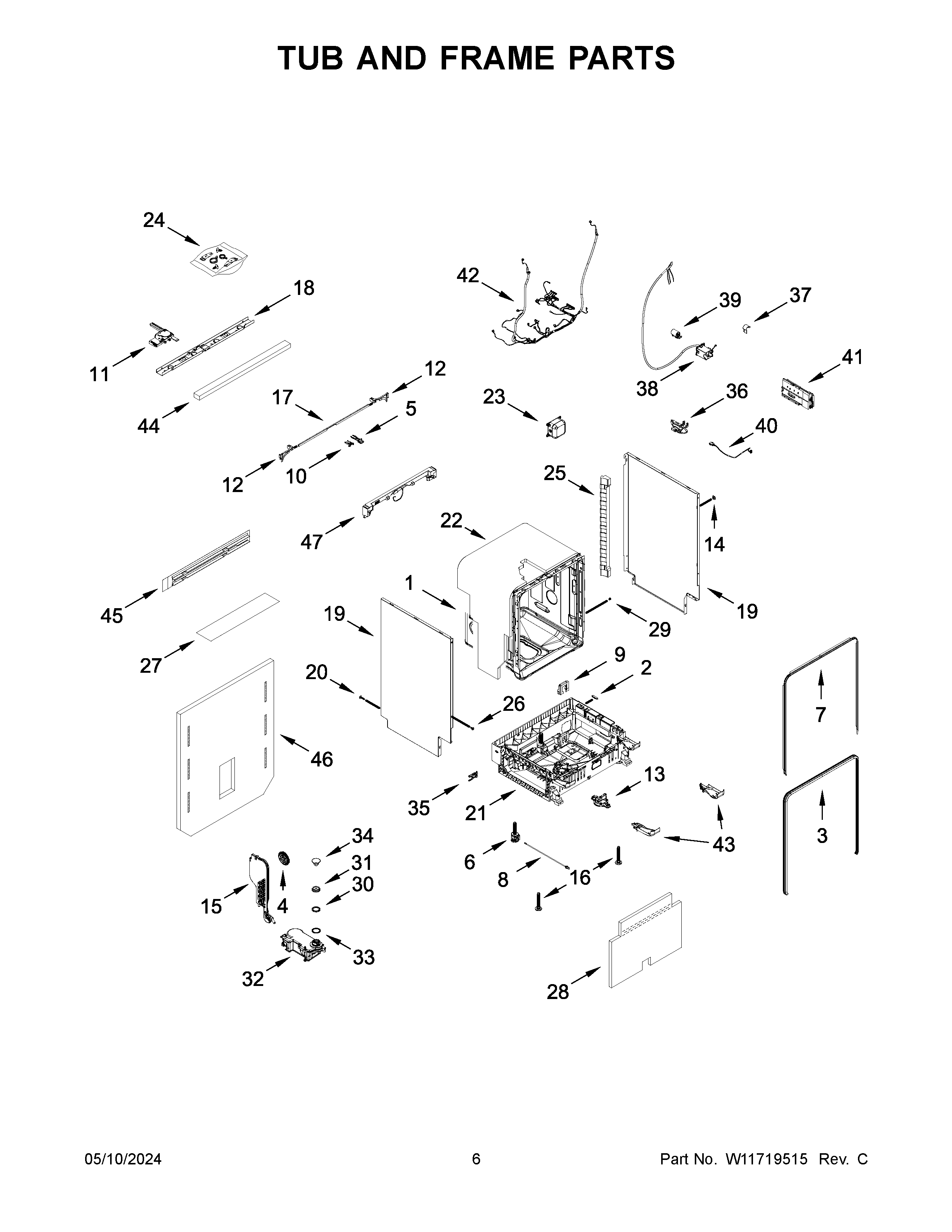 Tub and frame parts