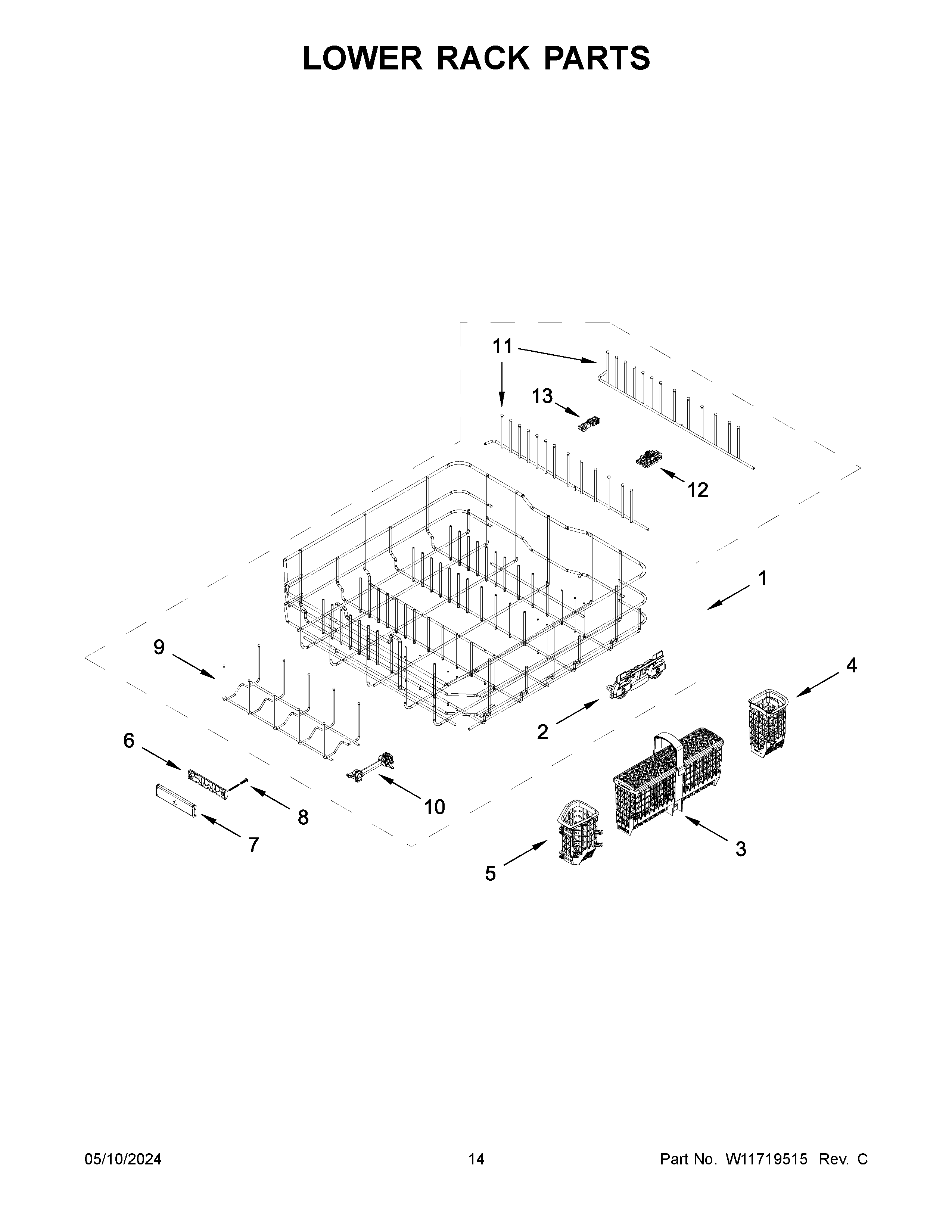 Lower rack parts