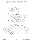 Cooktop, burner and grate parts