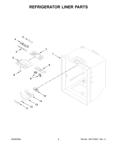 Refrigerator liner parts