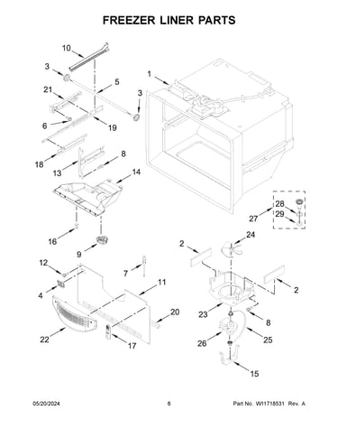 Freezer liner parts