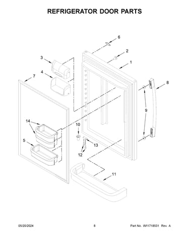 Refrigerator door parts