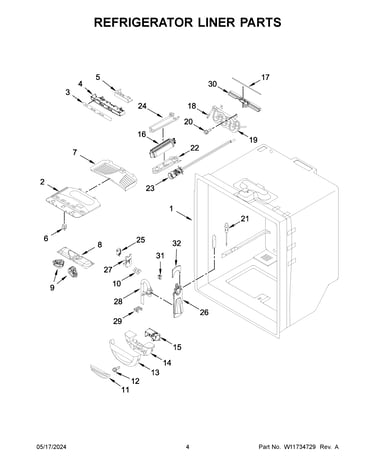 Refrigerator liner parts